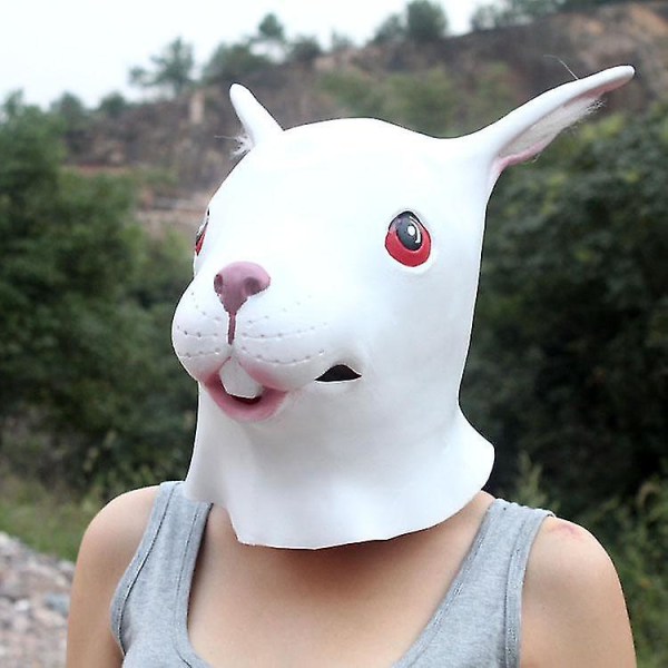 Kaninmask Halloweenfest Cosplay Djurmask Latex Bunny Mask Förklädnader av kaniner Ansiktshuvudmask