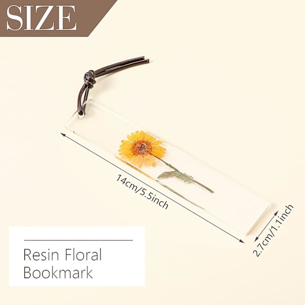 4 Stk. Bogmærke Resin Tørrede Blomster Bogmærker Håndlavede Resin Blomster Bogmærker til Piger Kvinder Damer Børn Teenagere Dejlige Festgaver Skole