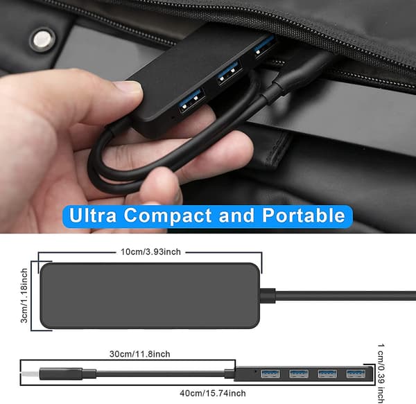 USB 3.0 Hub Multi USB 4 Port 3.0 5Gbps Bærbar Multi Data Hub Adapter med 30mm Kabel Kompatibel for Macbook/Mac Pro/Mini/iMac/Surface Pro/XPS/Notebo