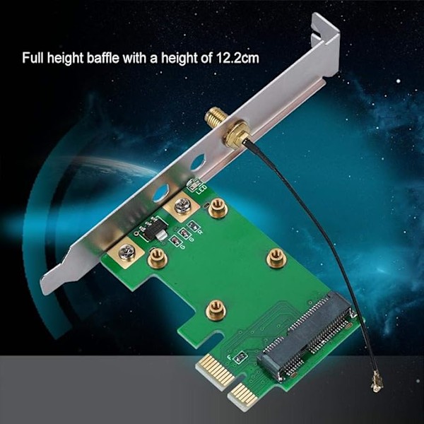 PCI Express til Mini PCI Express Kort Adapter Trådløst Nettverk Ethernet LAN Mini PCI-E Riser PC til Laptop Nettverkskort Adapter Konverter Antenne WiFi