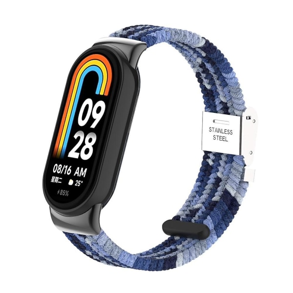 För Xiaomi Smart Band 8 flätat nylon watch Justerbart spänne elastiskt band Navy Blue