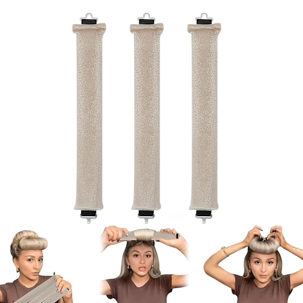 SBSGV 3-pack Värmefria Lockar Hårcurlers, Flexibla Satin Värmefria Långa Hårrullear, Mjuka DIY Våghårrullear Stylingverktyg för Långt Medellångt Hårlås Beige