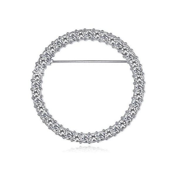 Geometri Rund Brosch För Kvinnor Flickor Rhinestone Rund Sjal Scarf Spänne Herrsmycken Kostym Brosch (silver)