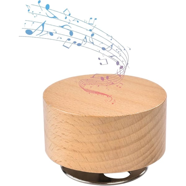 Vintage Vevande Musikask, Träskuren Uppdragbar Klockverk Rund Rotationsmusikask Musikpresentask, Melodi: Slottet i Himlen