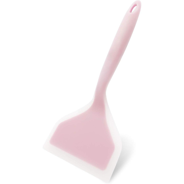 Silikonspatel pannkaksspade omelettspatel vändare för ägg fisk pannkaka pizza och biff bred mjuk pizzaspade non-stick värmebeständig kök Clear Pink Large