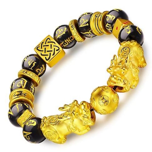 Feng Shui-armband Prosperity Double Pi Xiu/pi Yao Black Mantra Bead Bracelet