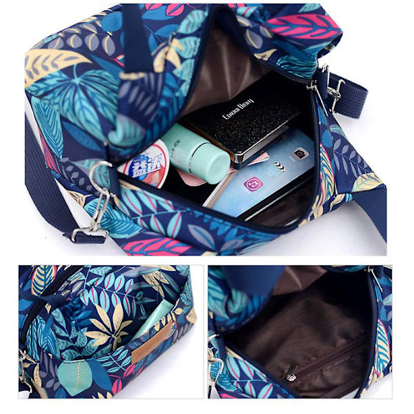 Dames Nylon Vattentät En-axlad Messenger Bag Bärbar Lunch Bag Resa Blommig Tygväska bird