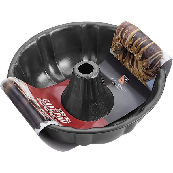 9 tommer Non-stick kageforme, 12 kopper Premium riflet kageforme til bagning, kraftig kulstofstål rørform bageform - grå