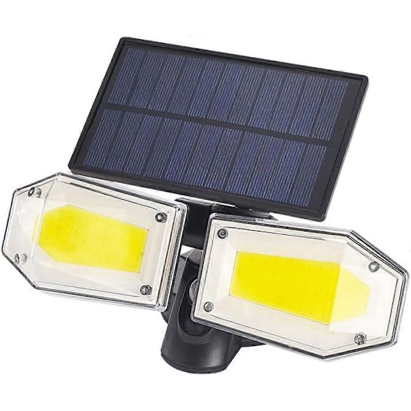 Aurinkokenno LED ulkovalot 3 valinnaista tilaa COB liiketunnistin Kaksinkertainen pyörivä pää 270 asteen laajakulmaisella vedenpitävällä turvavalolla