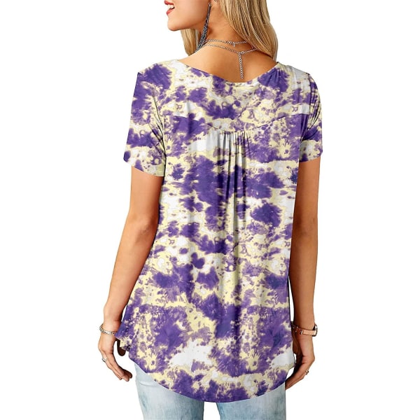 Naisten puserot röyhelöillä, löysä napitus, tunikat naisille Tiedyedpurple XL