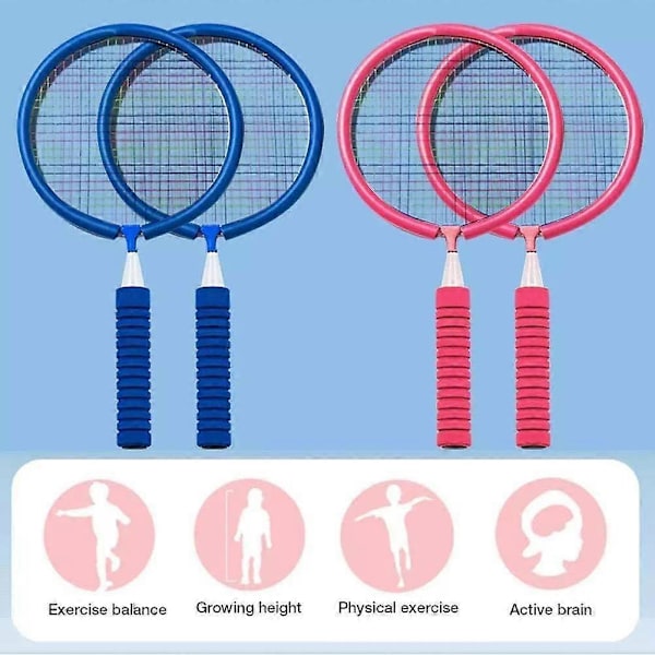 Badmintonracketset Bärbara Badmintonracketar med 3 Shuttlecocks och Bärväska för Barn blue