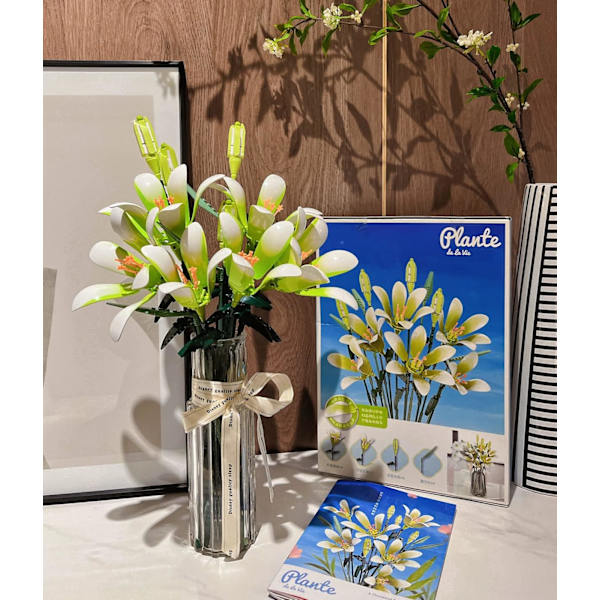 Lily Blommor Bukett för Vuxna Byggsats med Utsökt Förpackningslåda, Blommor Bukett Botanisk Samling Byggklossleksaker, Idealisk för Visning