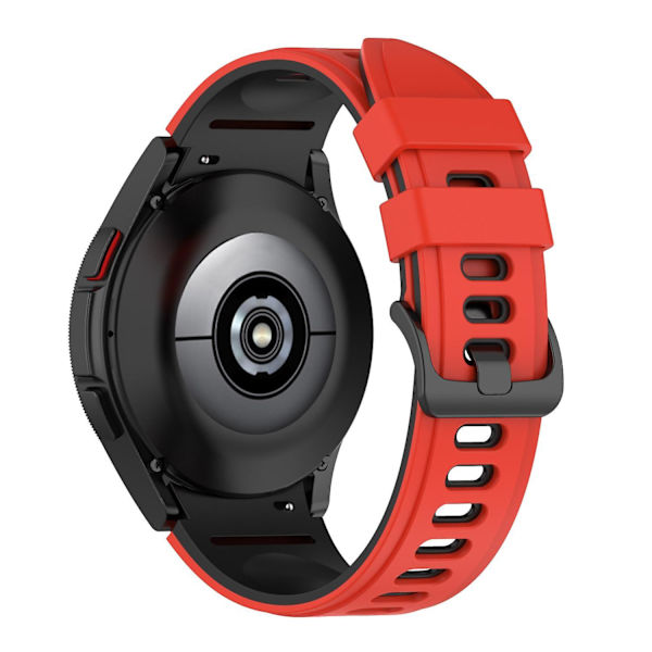Kaksivärinen silikoniranneke Galaxy Watch4/5/6 40mm 44mm/Watch6 Classic 43mm 47mm/Watch 5 Pro 45mm -kelloille Red Black