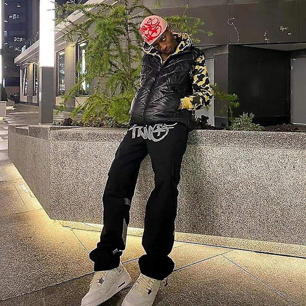 Minus Two Cargo Y2k Miesten 2023 Jogginghousut, Y2k Farkut, Löysät Hip-hop Cargo Housut, Harajuku Denim Musta Printti Löysä Suora black M