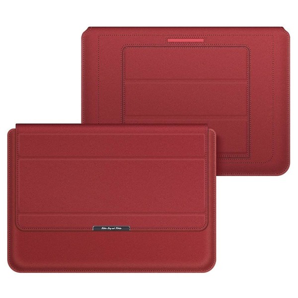 Opbevaringstaske til 11/12 tommer Notebook, PU Læder Foldbart Stativ Magnetisk Klap Laptop Sleeve Red