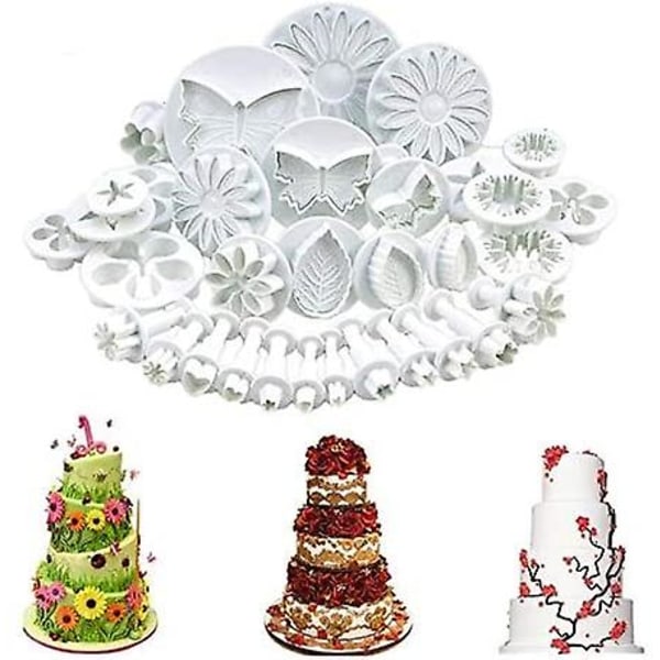 33-delad fondantkakform, kakskärare, sockerblommor, blad, fjäril, hjärtform, dekorationsform, gör-det-själv-verktyg