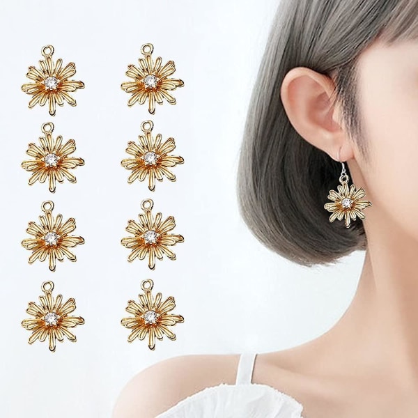 20 stk. Acsergery Gave Legering Emalje Blomster Charms Diamante Vedhæng Tusindfryd Blomst