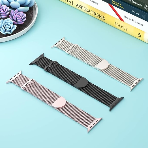 3-pack mesh metallband som är kompatibla med Apple Watch band 38 mm 40 mm 41 mm 42 mm 44 mm 45 mm 49 mm, armband med magnetslingor i rostfritt stål AA004 38mm 40mm 41mm
