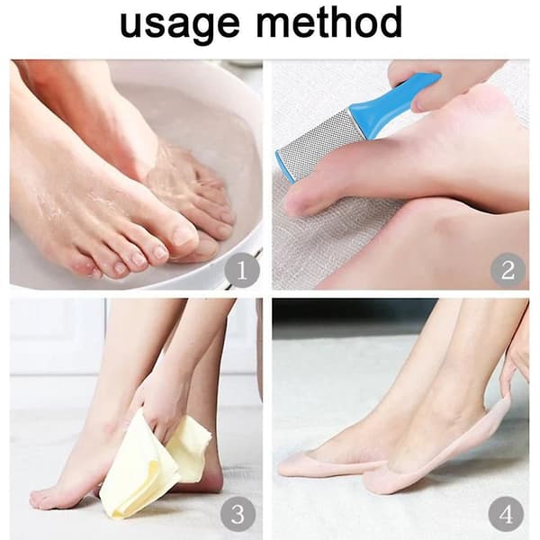 Callusfjerner i rustfrit stål, effektiv til tyk callus og revnede fødder, pedicure rasp sky blue