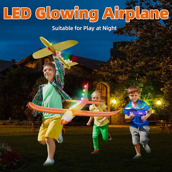 3-pack LED-flygplanleksak, flygplansleksak - 2 flygmod, skumglidflygplan, utomhusleksaker för barn i åldrarna 3 4 5 6 7 8 9 10 11 12 år pojkar &