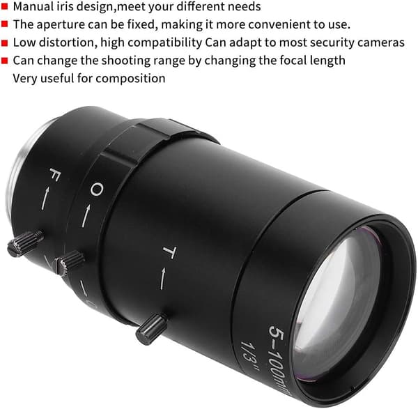 1.3MP Zoomkameranslins 5-100mm CS-fäste Aluminiumlegering CCTV-kameranslins för säkerhetskamera