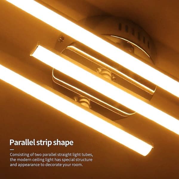 LED Loftlampe, 21w Moderne Parallel Stribe Design Loft Lysekrone Lampe Med 3 Parallelle Striber Lys Til Stue Soveværelse Spisestue