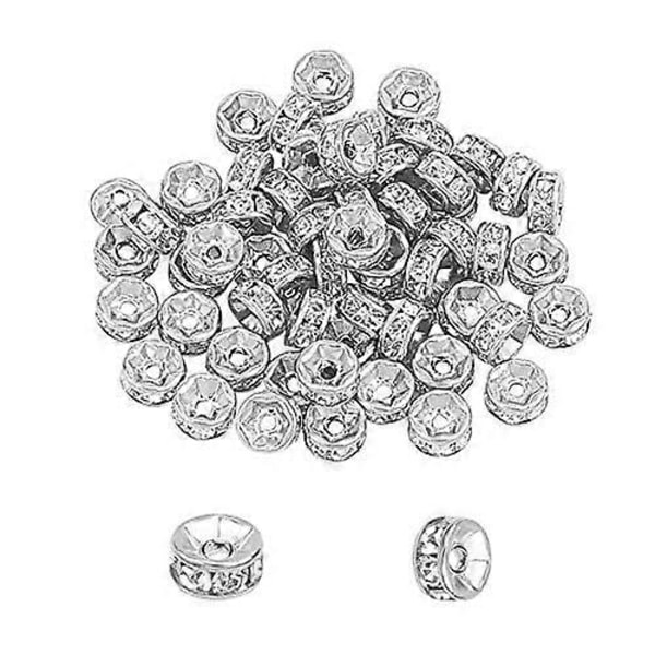 40 stk. 8 mm Rhinestone Spacer Perler 316 Kirurgisk Rustfrit Stål Perler 2 mm Hul
