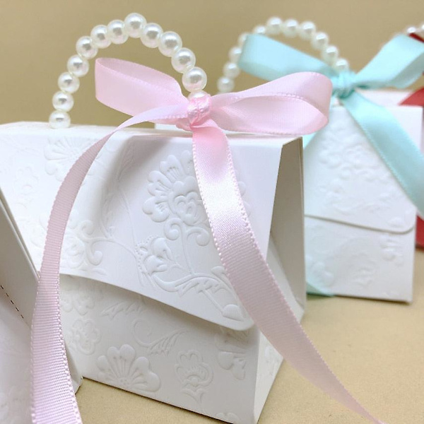 10 stk./lot bærbare fest bryllupsgaveæsker chokolade godbid slik gavepose baby shower fødselsdagsfest dekoration Red
