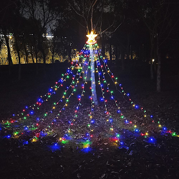 Utendørs Juledekorasjoner Fosselys 350 LED 8 Moduser Trelys Gave, Plugg inn Klar Ledning Vanntett Uteplass Lysdekor for Hjem Juletre Vi