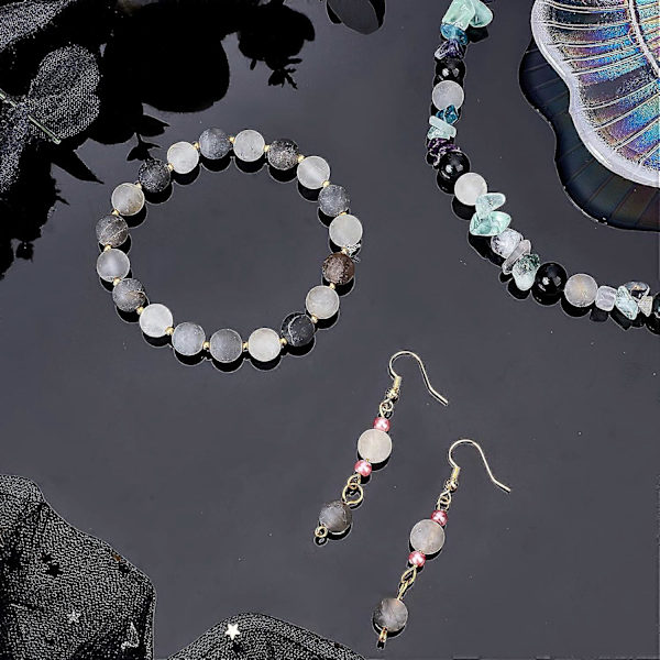 Cirka 96 st 8 mm Frostade Naturstenspärlor Naturgrumlig Kvarts Runda Pärlor Ädelsten Lösa Pärlor för Armband Halsband Smyckestillverkning (Hål: 1 mm)
