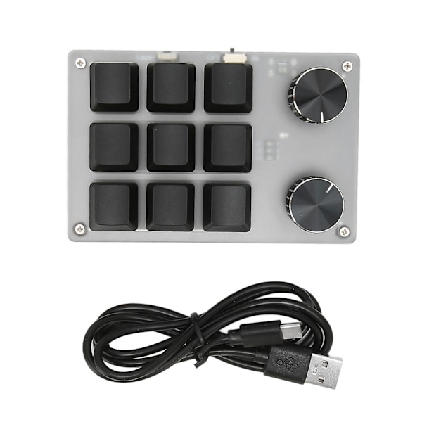 Mini Tastatur med Knottdesign Rød Bryter Dobbel Modus Plug and Play Mekanisk Programmerbart Tastatur For Spill Kontor Media 9 Taster Med 2 Knotter