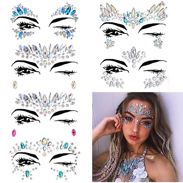 Tatuering klistermärke set Halloween Luminous Facial Gem Tattoo klistermärke, Cosplay 1