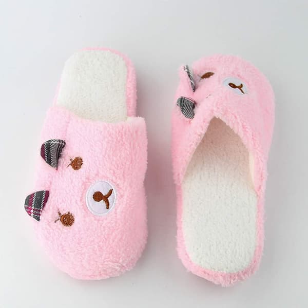 Dam- och herrtofflor, varma inomhus- och utomhusplyschfoder, halkfria tofflor 1pink Bear 6.57.5