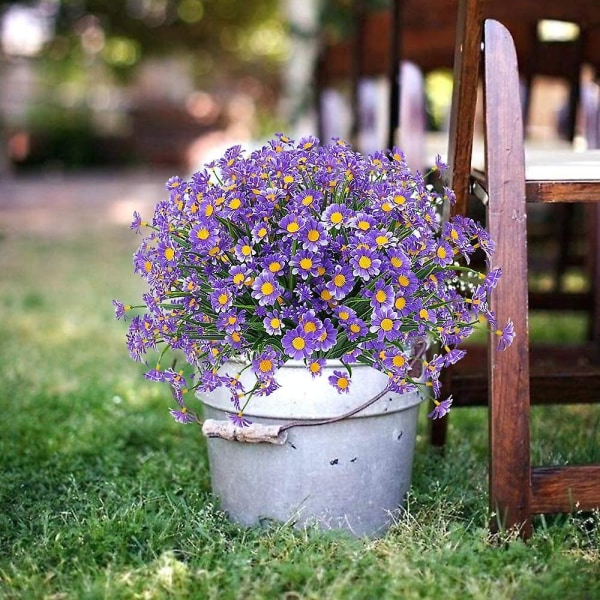 Kunstig blomst. 4 stk. Kunstig plastikblomst. Udendørs UV-bestandige grønne buske planter indendørs udendørs hængende hjemmehavedekorationsplante (pu