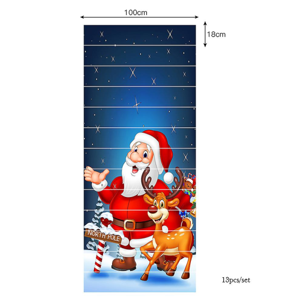 3d självhäftande skala och sticka trappstegsdekaler 39,3" x 7" X 13 st jultrappdekal