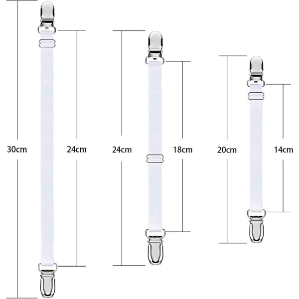 12 Stk. Lagner Clips Stropper Lagenhjørne Stropper Holder Madras Clips, Justerbare Elastiske Lagen Griber Stropper Seler Fastgørelsesholder (m