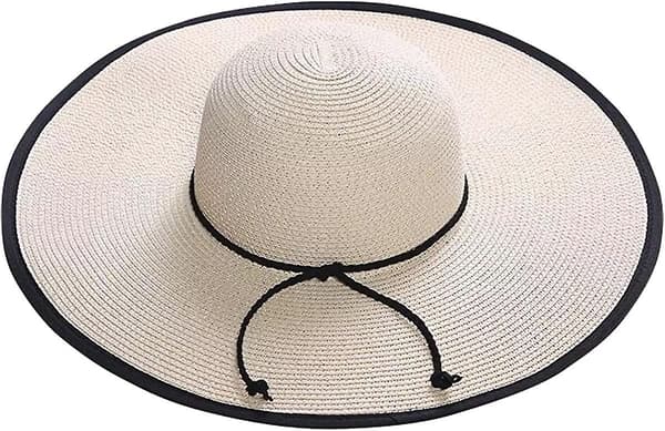 Dame Bredskygget Stråhat Stor Slap Foldbar Rulle Sammen Hat Strand Solhat Upf 50+ White