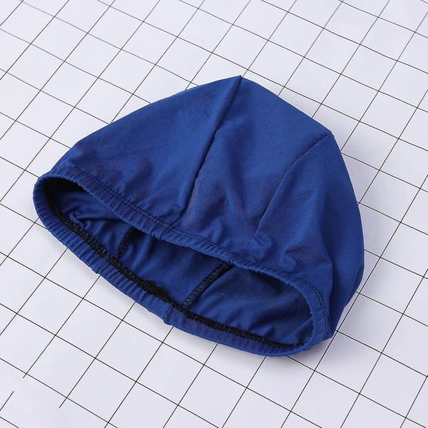 Badehette for voksne, polyesterstoff, badehette for menn og kvinner, svømmehatter (mørk blå)
