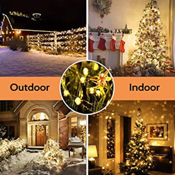 108ft Julgransljus, 300 LED-ljusslingor, 8 lägen, Plug-in, Festgårdsträdgård Warm White