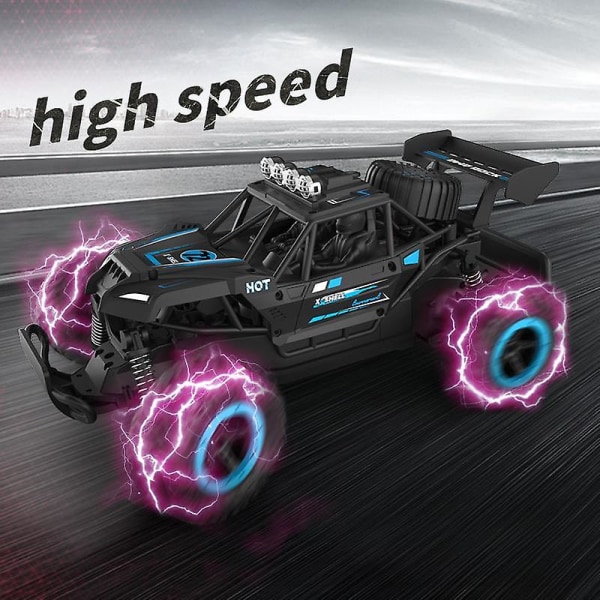2,4G fullskalig fjärrkontroll racingtruck höghastighets tvåhjulsdriven terrängfordon Black    Blue