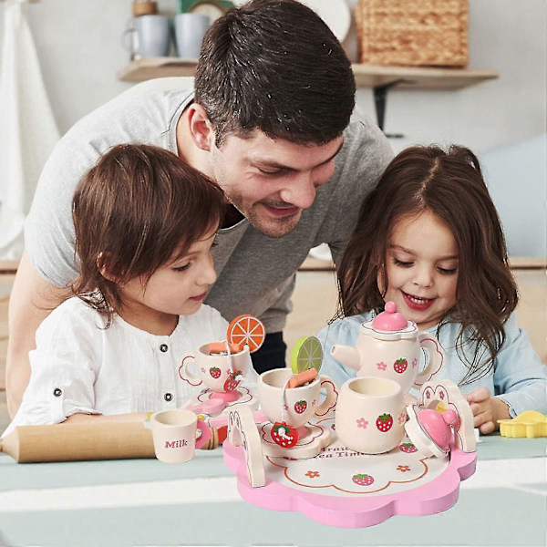 Leikkikeittiön tarvikkeet Puinen vatkainsetti Leikkiruokasarjat Lasten keittiöroolileikkeihin Lelu Sekoitin Leivo Keksit Leikkisetti Ruoanlaitto Keittiölelut 14pcs Tea Set