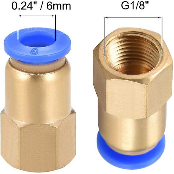 1/8 G Lige Hun Gevind 6mm Push Pneumatisk Hurtigkobling 5 stk