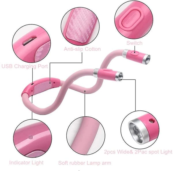 Oppladbar 4 LED Nakke Leselys, Boklamper