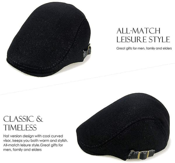 Herre Flat Beret Kasket Justerbar Flat Hat Efterår Vinter