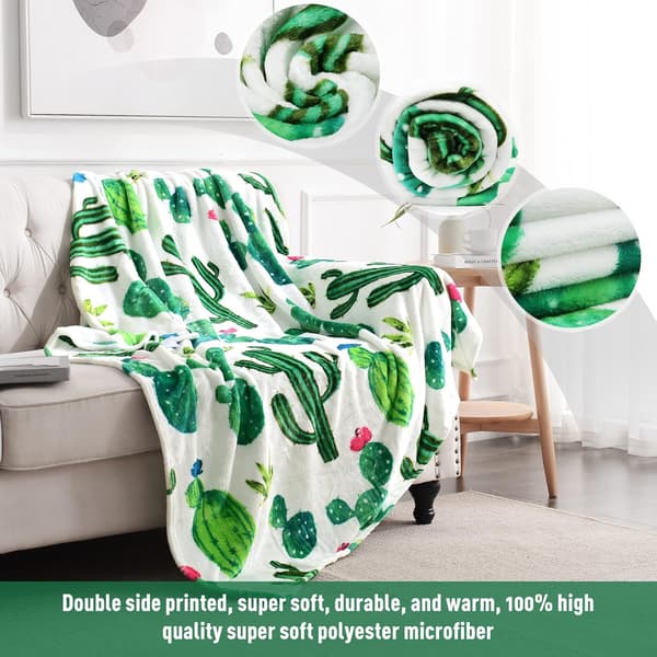 Musiknode Tæppe Blødt Behageligt Tæppe til Sofa Stol Seng Kontor 127x152 cm cactus