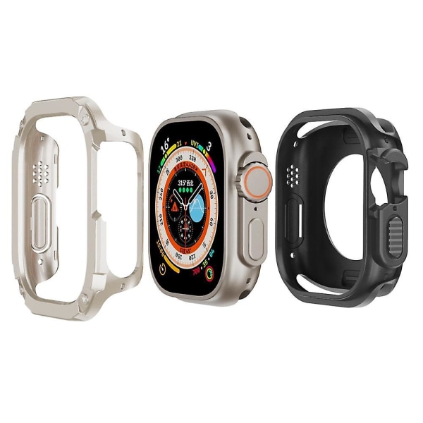 För Apple Watch Ultra 49 cover TPU+PC case Watch skyddande watch Starlight