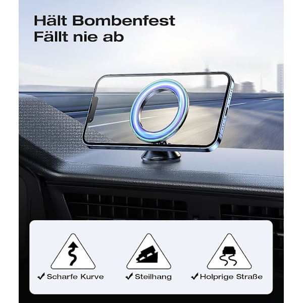 Mobiltelefonhållare Bilmagnet Kompatibel med MagSafe Bilhållare, Full Metal Magnetisk Bil Mobiltelefonhållare för iPhone 14 13 12 Samsung etc