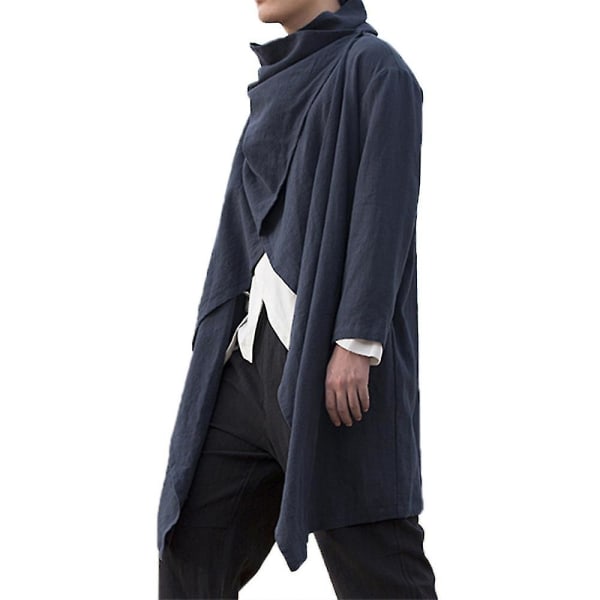 Herre Langermet Poncho Kåpe Høst Vinter Jakke Cape Frakker Yttertøy Dark Blue S