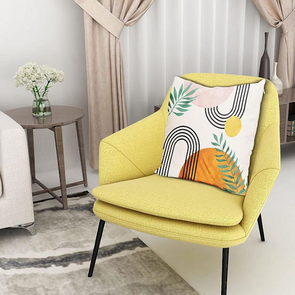Mid Century Modern Pynteputetrekk Abstrakt Boho Putetrekk Geometrisk Minimalistisk Dekorativt Putetrekk 45x45 cm Sett med 4 for Sofa Hjem Sofa