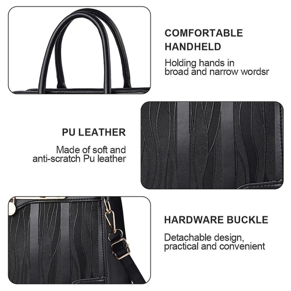Den nya axelväskan med stor kapacitet som är lämplig för resor är enkel och casual handväska i konstläder black